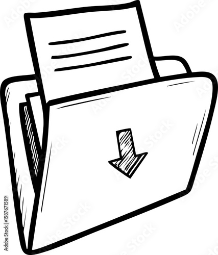 Folder icon with cross border trading document symbol in simple line art style