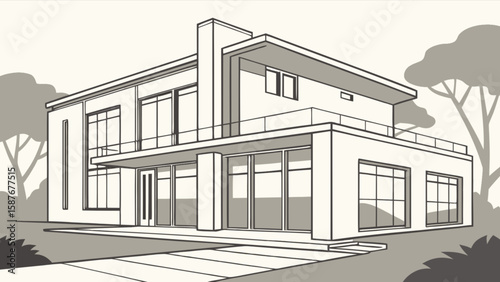 Modern house architecture design home building exterior residential property real estate luxury villa structure