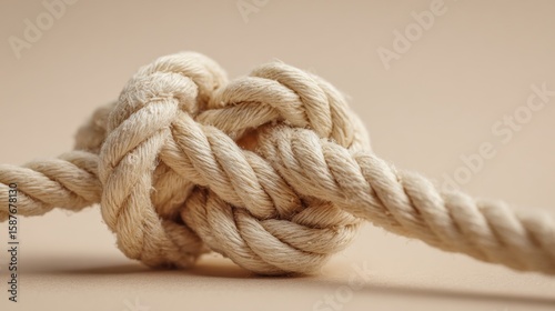 Close-up of symbolic rope knot on soft beige background representing tension, emotional struggle and inner conflict suitable for World Mental Health Day discussions and visuals