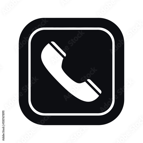 Phone icon in square on white background