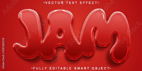  Sweet Sticky Strawberry Jam Fruit Spread Flavor Style Design Vector Fully Editable Smart Object Text Effect