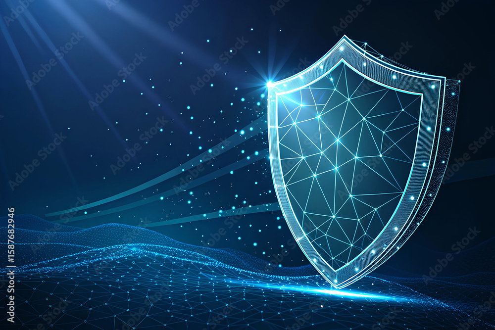 Fototapeta premium Digital Shield Cyber Security Protection Concept.