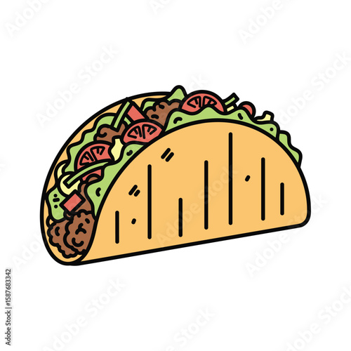 Deliciously crafted ground beef taco filled with fresh toppings and wrapped in a soft tortilla