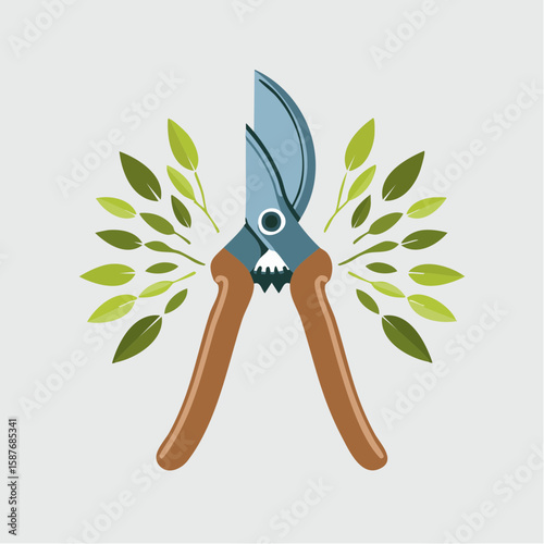 Hand pruners icon. Gardening and farming tool for pruning branches of trees and shrubs. Secateur vector design and illustration.
