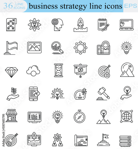  business strategy line icons vector line icons set