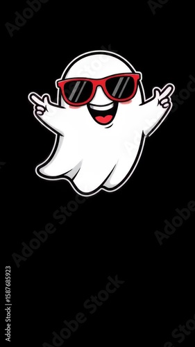Cool Ghost Character with Sunglasses Dancing