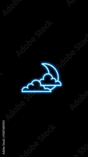 Neon Glowing Moon and Clouds Animation
