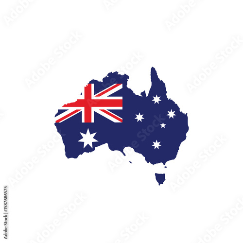The iconic australian continent emblazoned with the nation's vibrant flag in a striking graphic representation