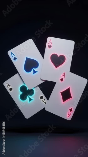 Vibrant Glowing Poker Aces