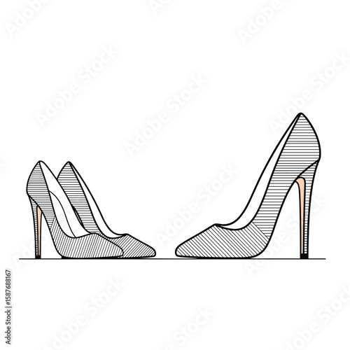 Elegant striped high heel shoes for fashionable women