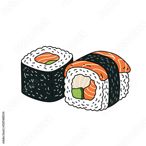 Delicious salmon and avocado sushi rolls a japanese culinary delight for food lovers