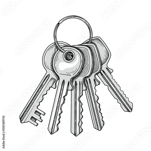 A bunch of assorted metal keys attached to a ring representing access and security solutions