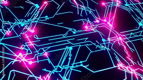 Dynamic digital lines creating a mesmerizing abstract network with a futuristic ambiance, showcasing the complex interconnectivity of technology and innovation