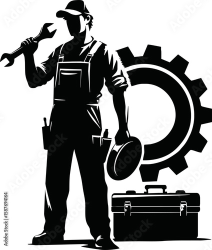 car mechanic logo design concept, vector
