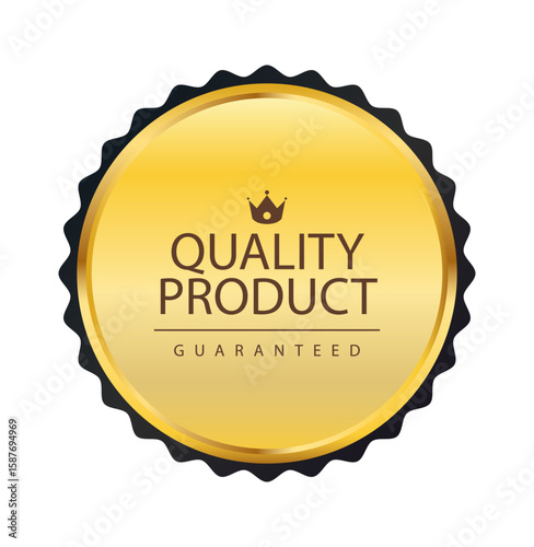 Golden Seal of Quality: A prestigious golden seal, a mark of excellence, featuring an elegant crown and the words Quality Product Guaranteed, radiating trust and assurance.
