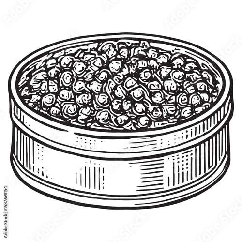 Vintage Caviar Can Illustration - Black and White Gourmet Food Art for Culinary Decor