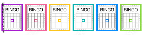 Bingo ticket collection with no numbers. Empty lotto and keno card templates. Clean gambling sheets for party game design, casino-themed projects and vector lucky draw illustrations.