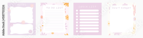 To do list template set. Perfect for daily planning, digital journals, printable planners, or personal use.Check list,notes templates set.Vector illustration.