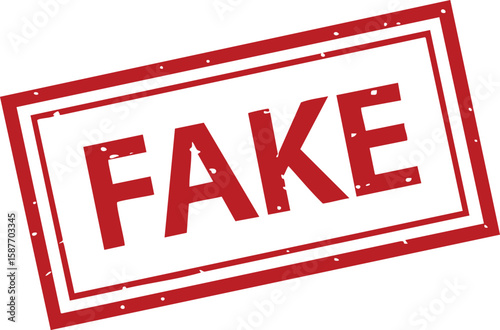 Red stamped word fake isolated on transparent background