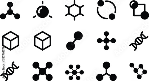 Molecular structures and chemical compounds are shown in a scientific vector illustration.