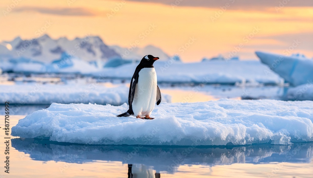 Obraz premium Penguin in Antarctica – Wild Antarctic Penguin in Icy Natural Habitat. 