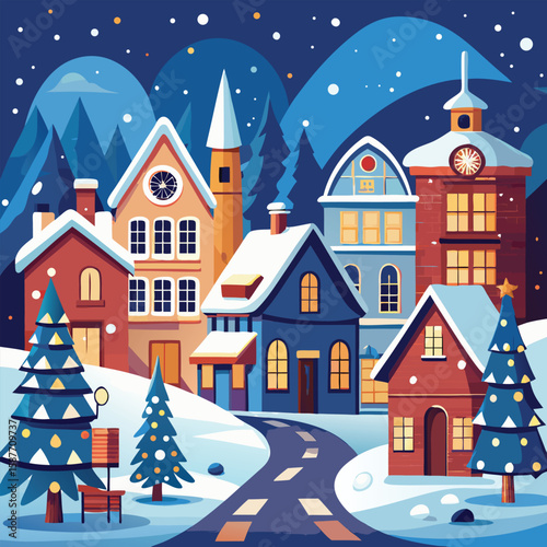 christmas town vector