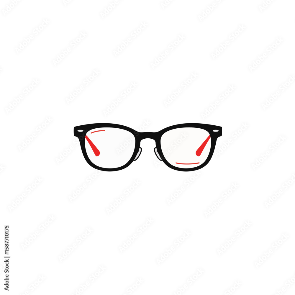 Fototapeta premium Minimalist black and white eyeglasses with red accents, modern design
