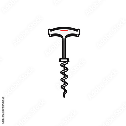 Minimalist corkscrew design in black and white with red accent, simplicity