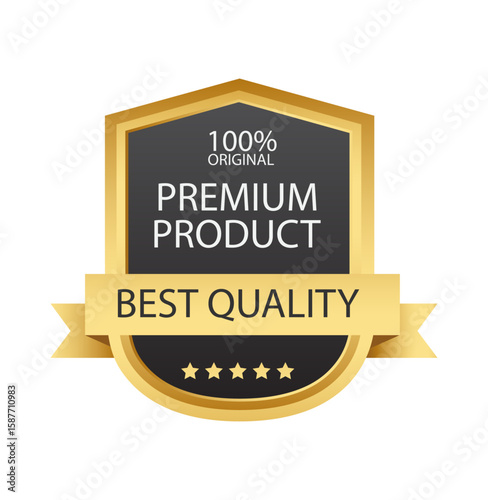 Premium Product: A stylized gold and black badge proclaiming the status of Premium Product, emphasizing originality and superior quality.