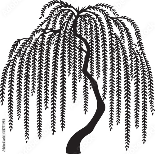 Silhouette of a girl in a park with tribal snake and dragon design elements