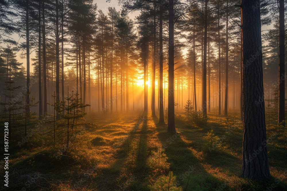 Obraz premium sunrise in the forest