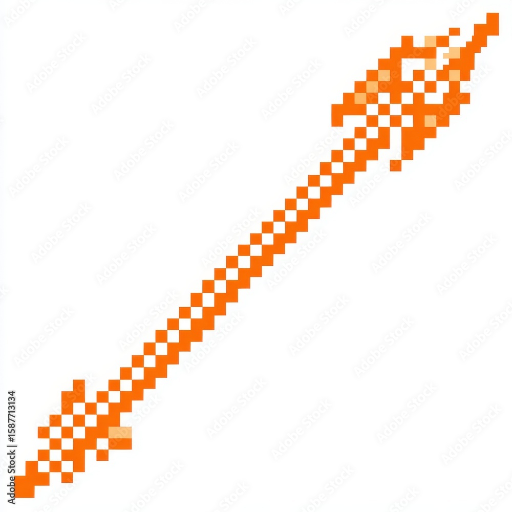 Fototapeta premium Pixel Art Orange Arrow Diagonal Pointing Direction