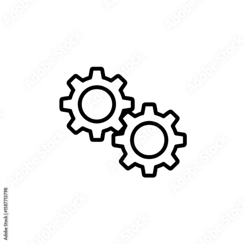 Engaging Action of Iconic Gears Mechanism in Industrial Setting, Graphic Illustration, Modern Technology Environment, Close-Up Viewpoint