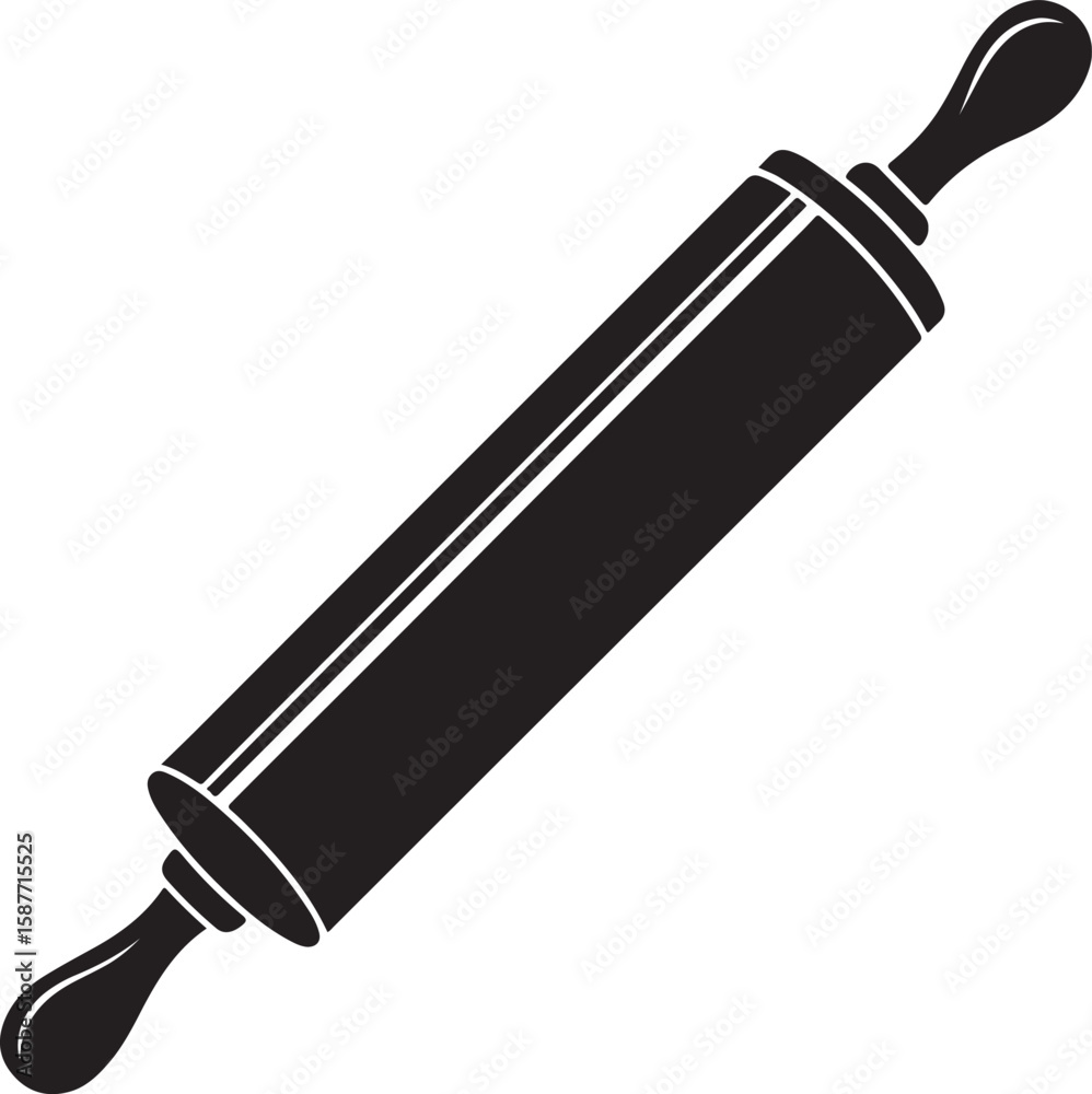 Fototapeta premium Black rolling pin kitchen utensil icon baking tool cooking equipment