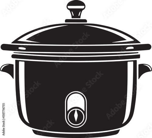 Black slow cooker with knob and handles crock pot kitchen appliance
