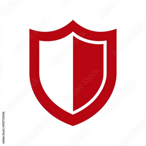 Red and White Shield Icon Simple Security Graphic