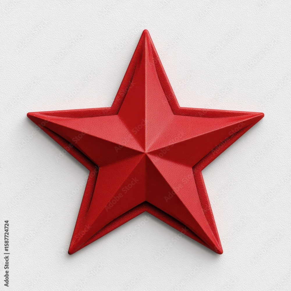 Obraz premium Red Textured Five Pointed Star on White