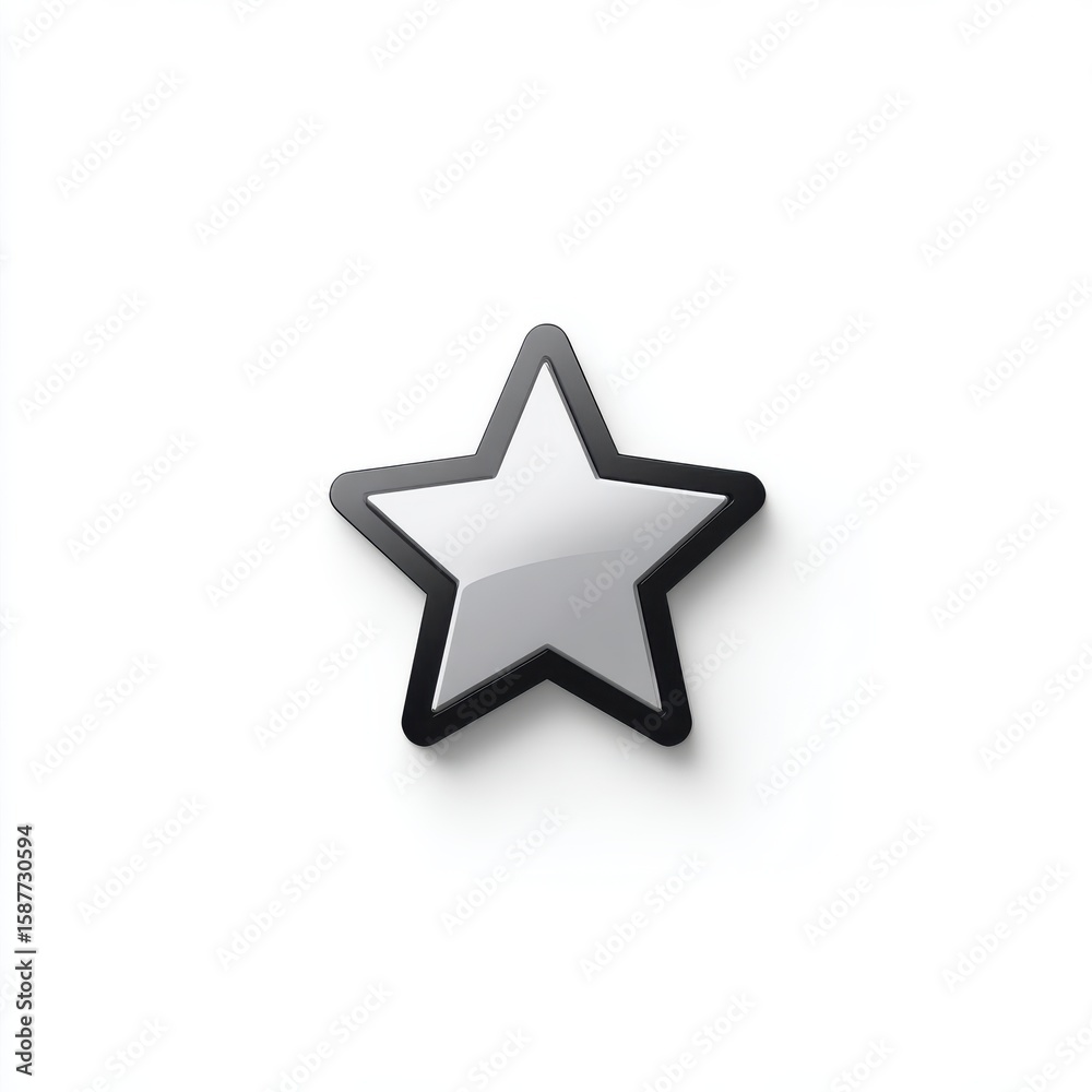Obraz premium Silver Star Icon on White Background