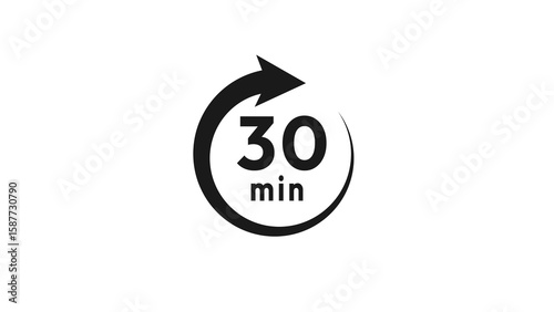 30 minutes countdown timer clock illustration.