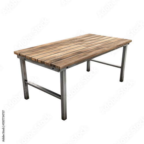 Classic wooden table on white background