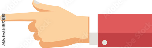 Illustration of a hand with a red suit sleeve pointing towards the left direction