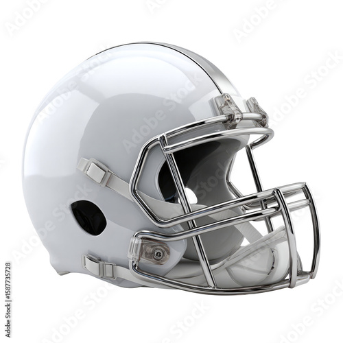High Gloss White Football Helmet Isolated On White Background