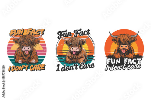 Highland cow with text I dont care animal funny