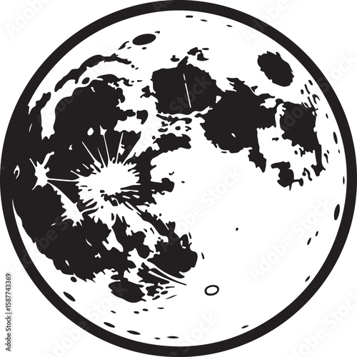 Full moon celestial body with craters space astronomy