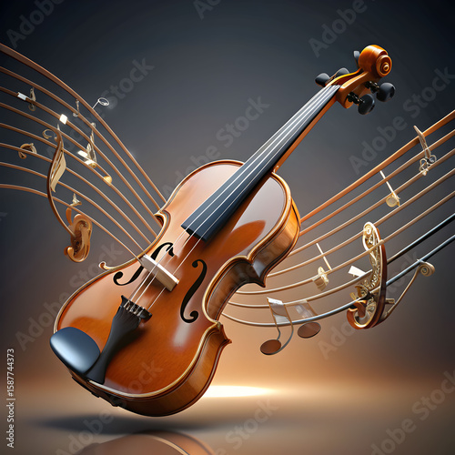 musical concept violin receiver with music notes