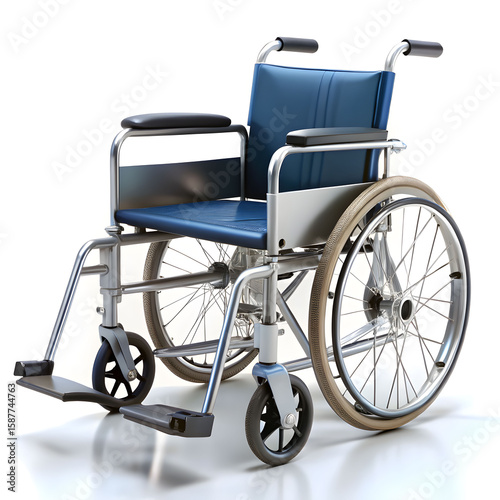 manual wheelchair 3d rendering isolated on white background