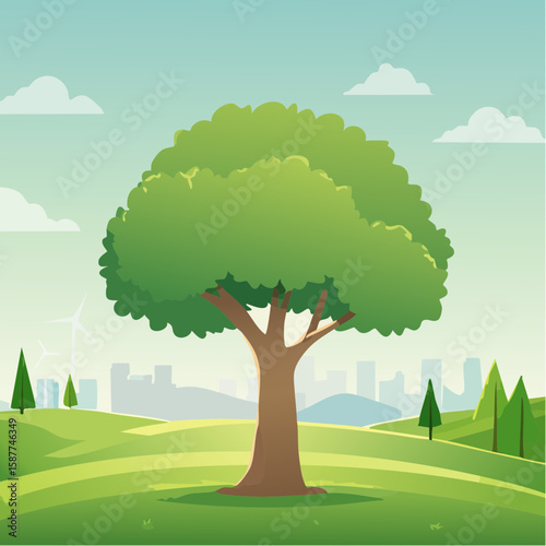 A green tree symbolizing environmental conservation and sustainability