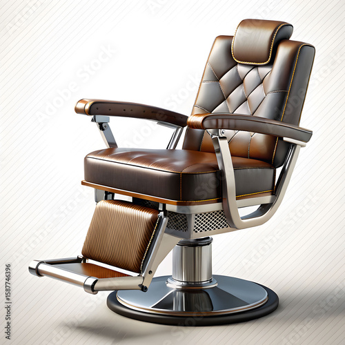 barber chair 3d rendering isolated on transparent