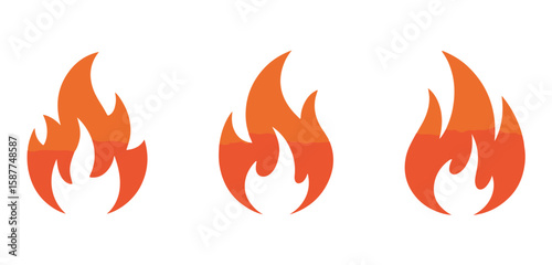 Minimalist Fire Flame Icon Set