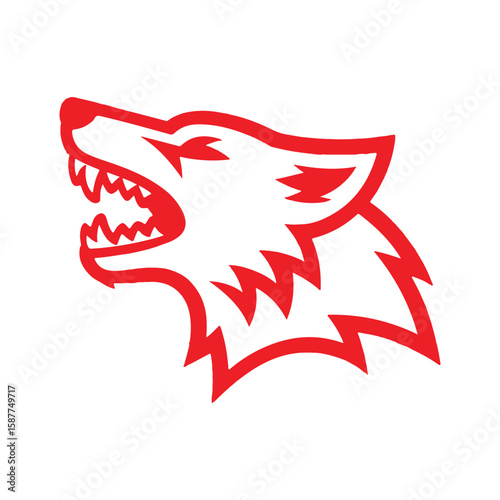 Wallpaper Mural Aggressive red wolf head logo with sharp teeth and fierce expression Torontodigital.ca